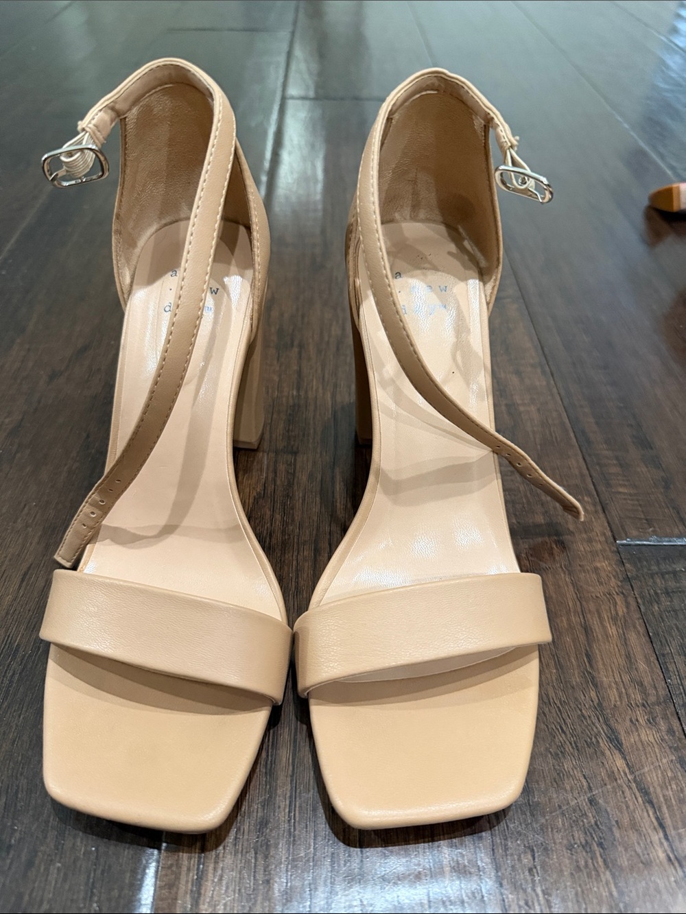 a new day Beige Square-Toe Ankle-Strap Block Heels